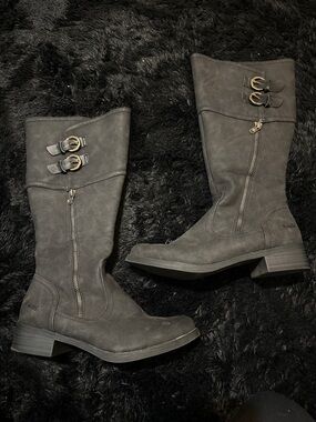 Blowfish  Women's black/gray  Mid-Calf Buckle Boots